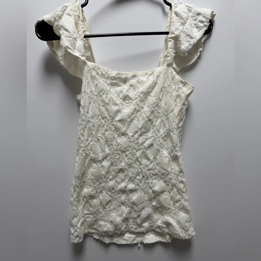 Free People Ivory Popsicle Top With Lace Up Detail Size Large - Picture 8 of 8